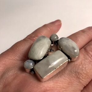 Moonstone Stamped 925 Sterling Silver Ring